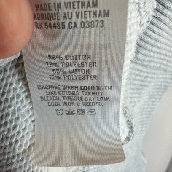 Aerie V Neck Sweatshirt Gray Crop Off The Shoulder M Oversized - Picture 3 of 4